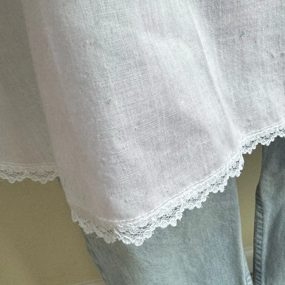 Vintage Floral Ruffle Blouse Romantic‎ Cottagecore Statement Top Praire Medium - Picture 6 of 11